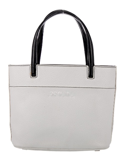 Escada Black & White Leather Top Handle Bag