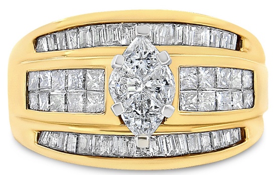 14k Gold 1.50ct Diamond Composite Marquise Band