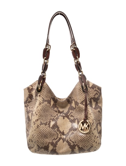 Michael Kors Neutrals Embossed Leather Shldr Bag