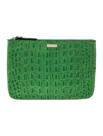 Kate Spade Green Leather Gold-tone Hdw Clutch