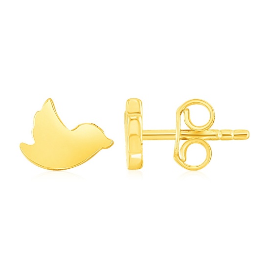 14k Gold Dove Stud Earrings