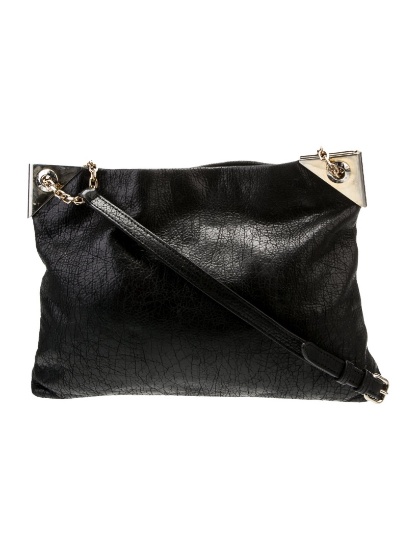 Henri Bendel Blk Leather Chain-link Crossbody Bag