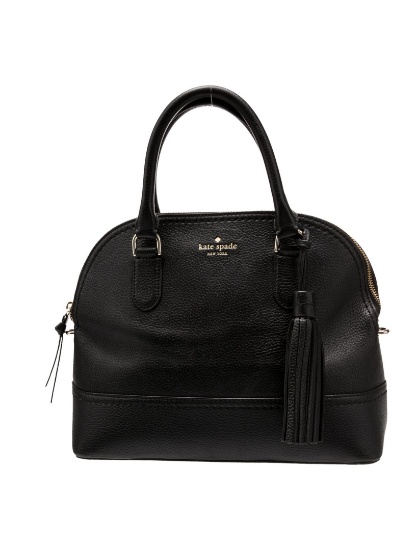 Kate Spade Black Leather Tassel Zip Top Hdl Bag