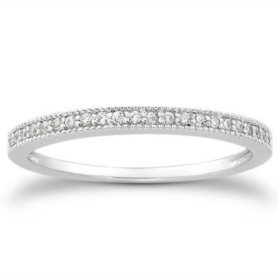 14k Wgold .11ct Diamond Micro-pave Milgrain Band