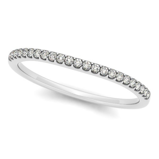 14k Wgold Round .09ct Diamond Wedding Band