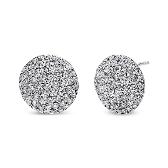 18k Gold 3.68ct Diamond Cluster Earrings