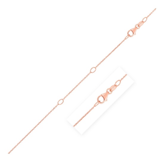 14k Rose Gold Double Extendable Cable Chain 1.0mm