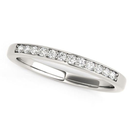 14k White Gold Round .12ct Diamond Wedding Band
