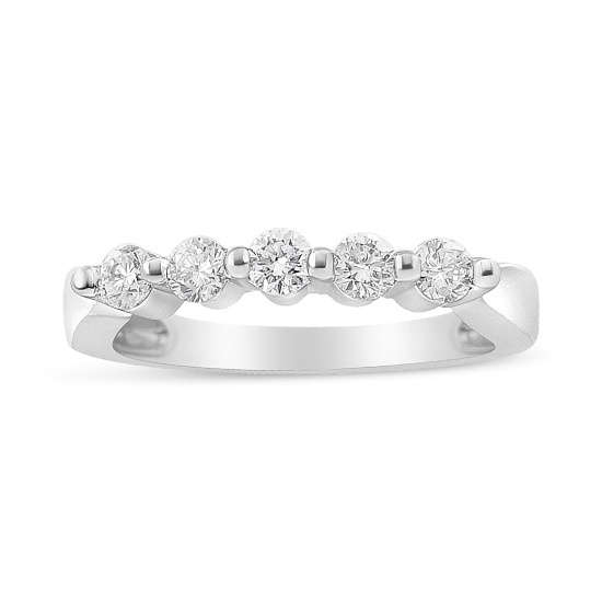 14k White Gold Round .50ct Diamond 5-stone Ring