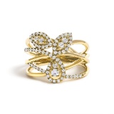 10k Gold .45ct Diamond Floral Crossover Ring