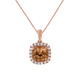 14k Rose Gold 2.13ct Morganite & Diamond Necklace