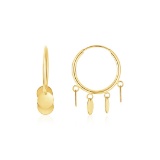 14k Gold Endless Circle Charm Huggie Hoop Earrings