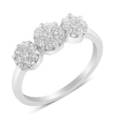 14k Gold .70ct Diamond Cluster 3-stone Ring