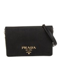 Prada Nero Saffiano Chain-link Snap Evening Bag