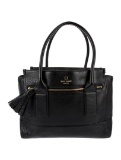 Kate Spade Black Leather Gold-tone Hdw Tassel Tote