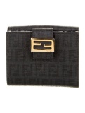 Fendi Grey Zucchino Ff Logo Printed Compact Wallet
