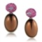 Nice .25ct Pink & White Topaz Coffee Tone Earrings