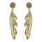 Sleek .10ct White Topaz Gold Rose Feather Earrings