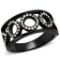 Sparkling Black Ip .16ct White Sapphire Ring