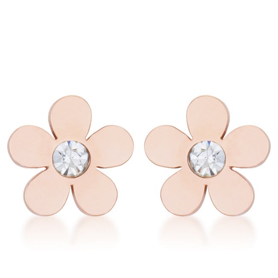 Rose Goldpl .30ct White Topaz Flower Earrings