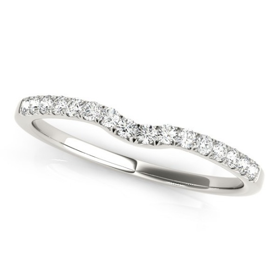 14k Wgold Round .12ct Diamond Curved Pave Ring