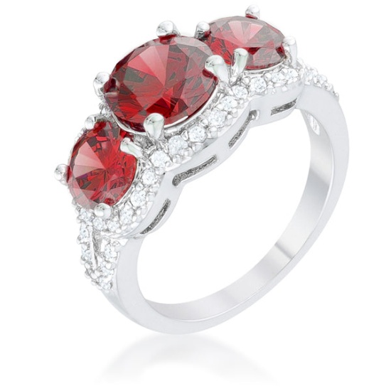 Round 6.75ct Garnet 3-stone Ring