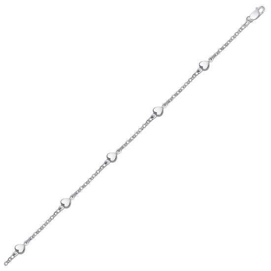 14k White Gold Anklet Puffed Heart Design
