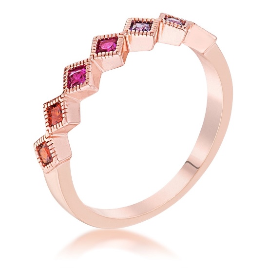 Gold-pl. .42ct Multicolor Gem Half Eternity Band
