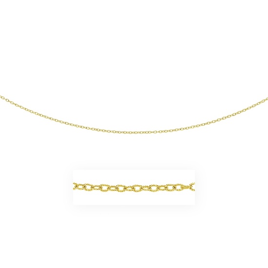 14k Gold Pendant Chain With Textured Links 2.5mm