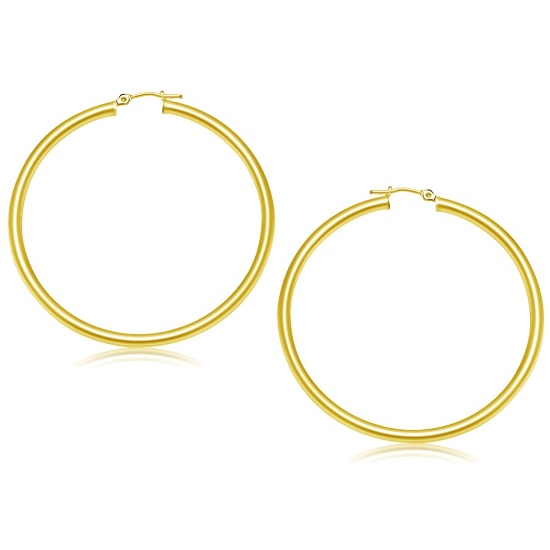 14k Gold Polished Hoop Earrings 50mm
