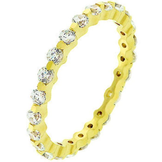 18k Gold-pl. Round 1.15ct White Topaz Ring