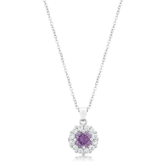 Round 3.28ct Amethyst & White Topaz Halo Necklace