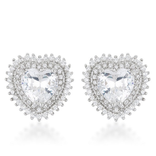 Heart 4.84ct White Topaz Double Halo Earrings