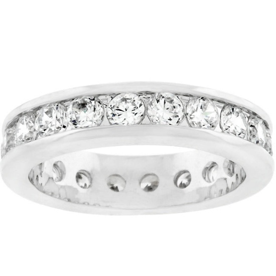 Dazzling Round 2.20ct White Topaz Eternity Band