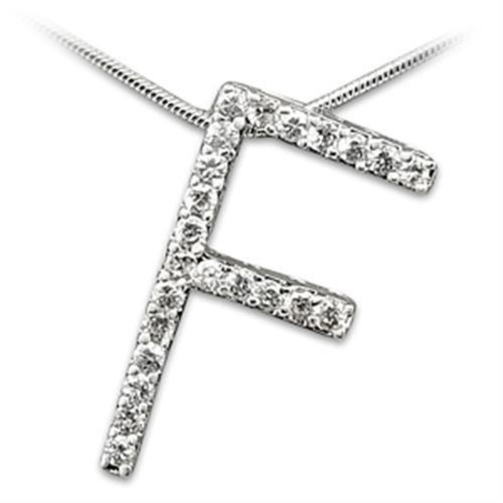 Round .69ct White Sapphire ' F ' Letter Pendant
