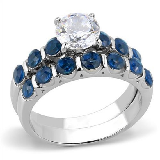 Fancy 2.60ct Blue & White Sapphire Dual Ring Set
