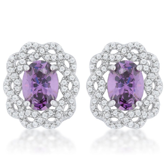 Oval 7.50ct Amethyhst & White Topaz Stud Earrings