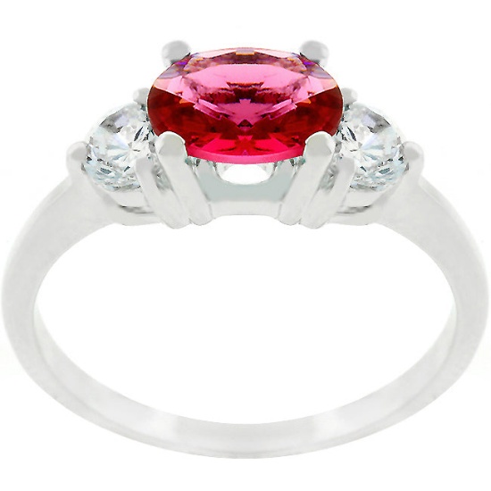 Oval 1.00ct Ruby & White Sapphire 3-stone Ring