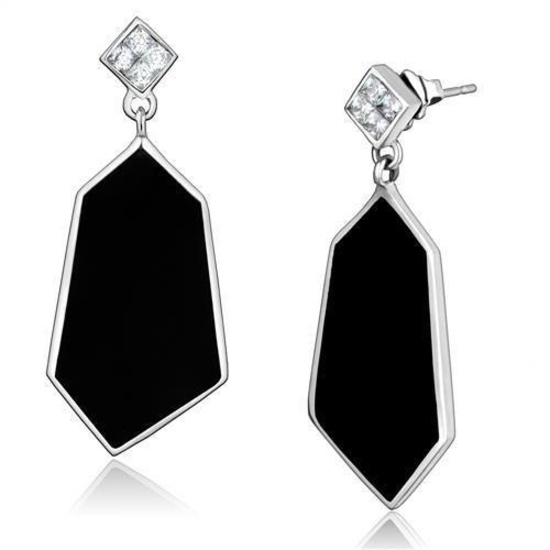 Classy 1.44ct White Sapphire Black Epoxy Earrings