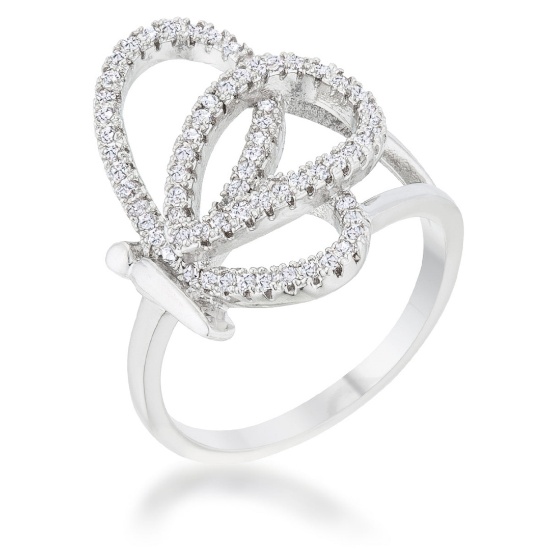 Beautiful .40ct White Sapphire Butterfly Ring