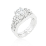 Elegant Round 4.00ct White Sapphire Ring Set