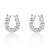 Round 2.25ct White Topaz Lucky Horseshoe Earrings