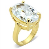 14k Gold-pl. Oval 14.96ct White Sapphire Ring