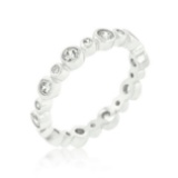 Round .50ct White Sapphire Alternating Bezel Ring