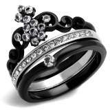 Two-tone Ip .94ct White Sapphire Trio Ring Set