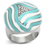 Vibrant .05ct White Topaz Striped Epoxy Dome Ring