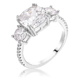 Cushion Cut 3.65ct White Sapphire 3-stones Ring