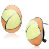 Trendy Polished Light Yellow & Peach Oval Earrings