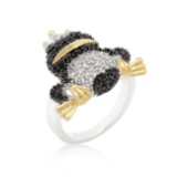 Round 4.40ct Onyx & White Topaz Frog Prince Ring
