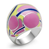 Festive Polished Magenta & Yellow Pattern Ring